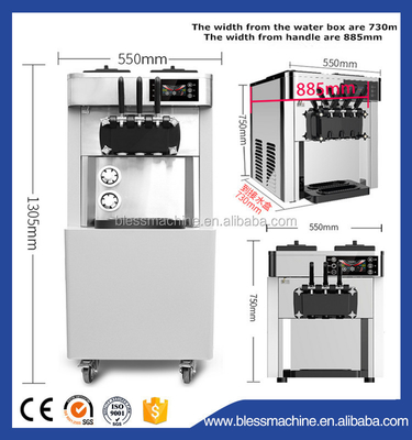 670x780x1330mm soft ice cream machine with 120 KG capacity
