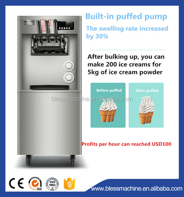670x780x1330mm soft ice cream machine with 120 KG capacity