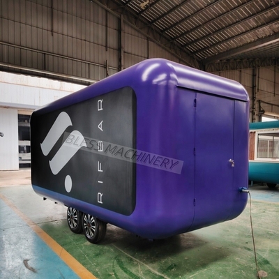 Stainless Steel Food Trailer with Display Refrigerator and Four Wheeler Food Warmer