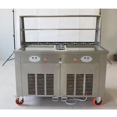 Double Compressor Mini Fried Yogurt Machine for Homemade Fruit Ice Cream Roll at Home