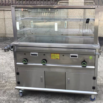 Detachable Mobile Stainless Steel Street Food Beverage Gas Trolley Handcart Cart