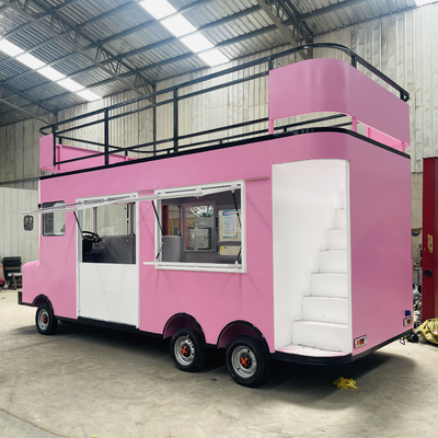 Double Deck Luxury Truck Trailer for Fast Food Snacks Beverages Ice Cream and Cakes