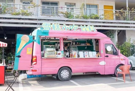 Street Food Kiosk Coffee Cart with Full Kitchen and Chiller Freezer Machine