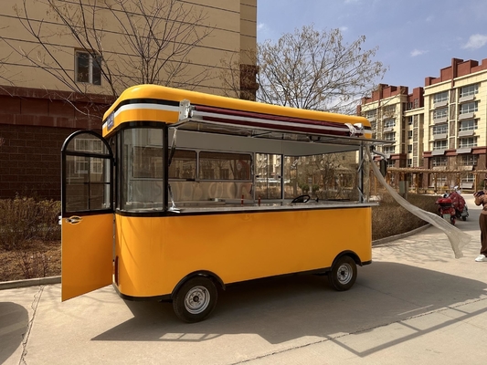 External Power  Motor Food Truck Van Kitchen Square Style Electric Ice Cream Car 4x2