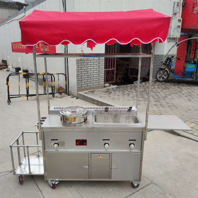 110v/220v Mobile Stainless Steel Street Food Snack Gas Trolley Handcart Cart for 2023