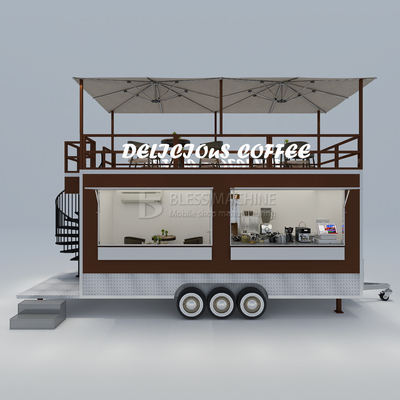 40kms per hr Mobile Coffee House Fast Food Restaurant Tow Trailer with Second Floor