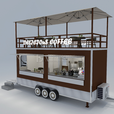 40kms per hr Mobile Coffee House Fast Food Restaurant Tow Trailer with Second Floor