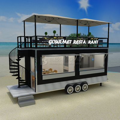 40kms per hr Mobile Coffee House Fast Food Restaurant Tow Trailer with Second Floor