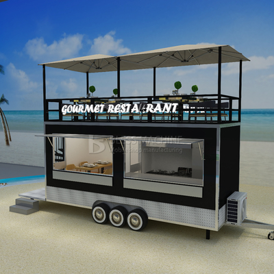 40kms per hr Mobile Coffee House Fast Food Restaurant Tow Trailer with Second Floor