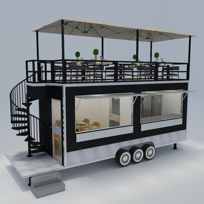 40kms per hr Second Floor Multipurpose Mobile Restaurant Cafe Fast Food Shop Tow Trailer