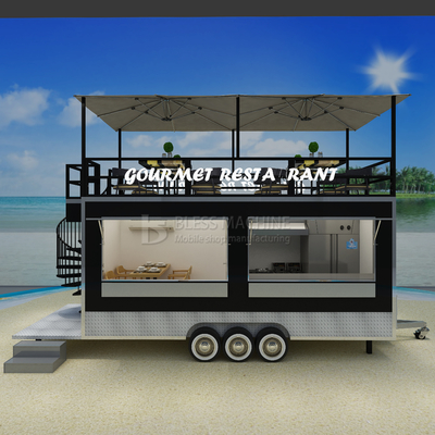 40kms per hr Second Floor Multipurpose Mobile Restaurant Cafe Fast Food Shop Tow Trailer