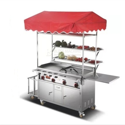2022 Multipurpose Mobile Stainless Steel Street Food Snack Trolley Handcart Customized