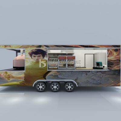 Customized Multipurpose Mobile Square Style Kung Fu Martial Arts Pizza Food Tow Trailer