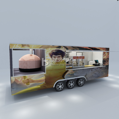 Customized Multipurpose Mobile Square Style Kung Fu Martial Arts Pizza Food Tow Trailer