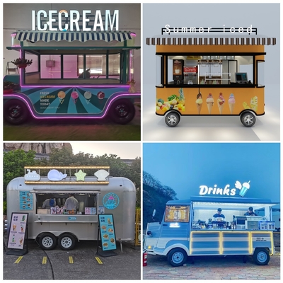 Outlet Mobile Ice Cream Beverage Food Snack Van Trailer Boutique with 1000kg Capacity