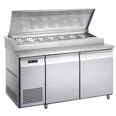 Single Door Super Performance Salad Bar Pizza Prep Table Refrigerator with Low Investment
