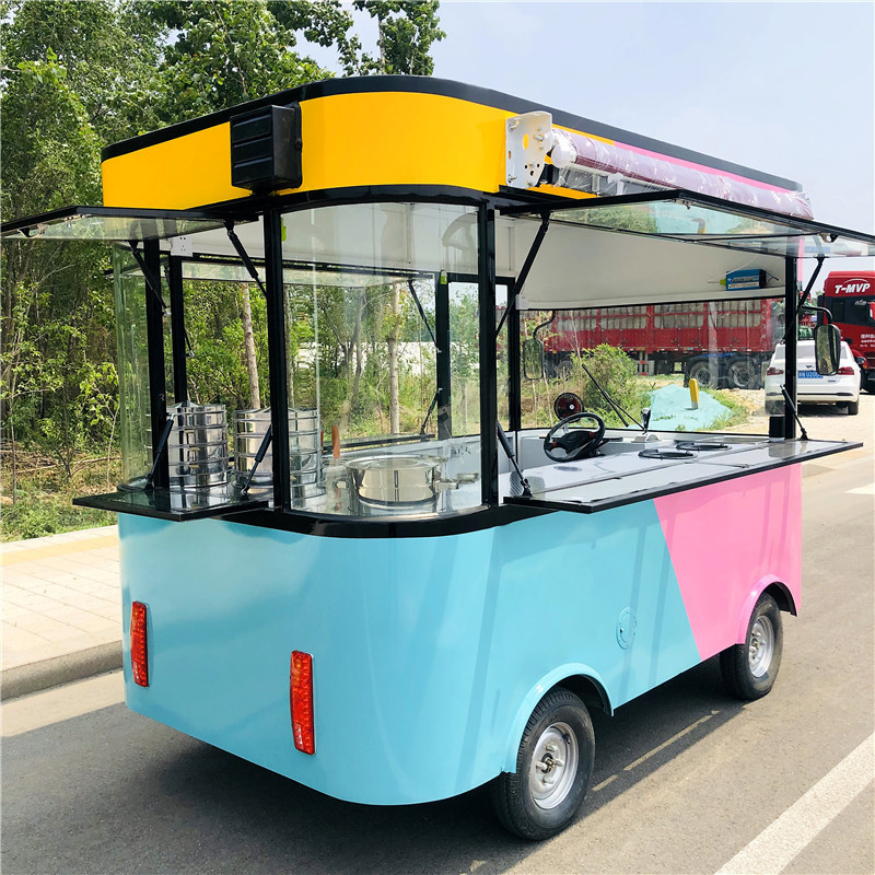 External Power  Motor Food Truck Van Kitchen Square Style Electric Ice Cream Car 4x2