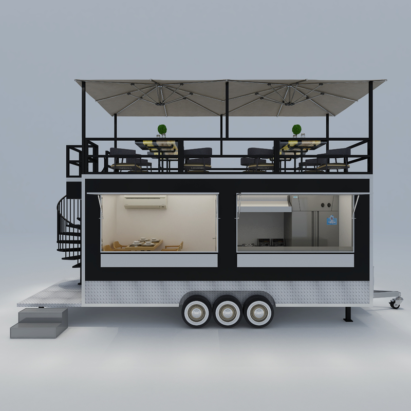 40kms per hr Second Floor Multipurpose Mobile Restaurant Cafe Fast Food Shop Tow Trailer
