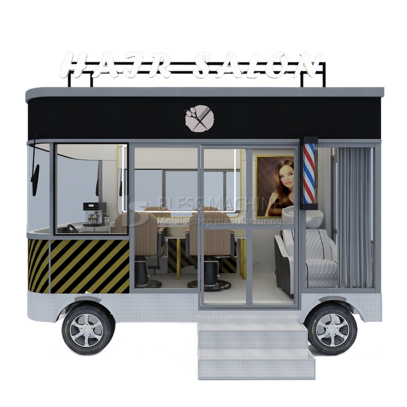 3.0kw Electric Mobile Hair Cut Salon Barber Shop Style Design Perm Van Truck Trailer Cart
