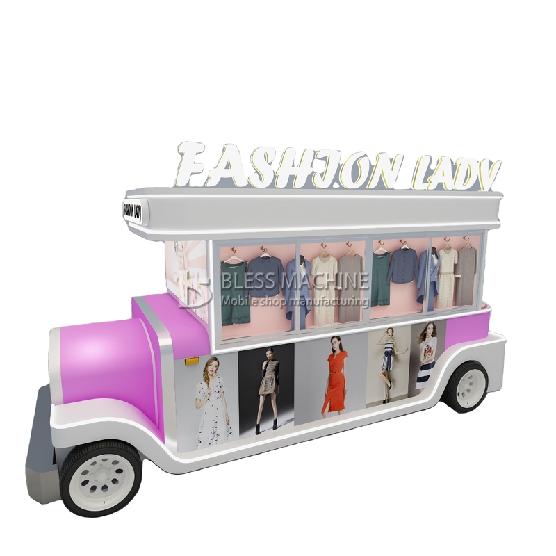 Customized Lenght 1500kg Mobile Women's Wear Clothing Van Truck Trailer Cart for Outlet