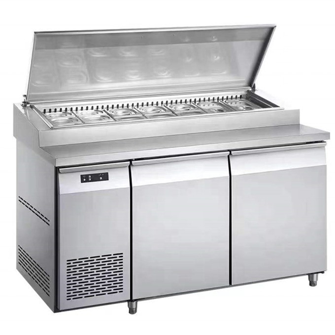 Single Door Super Performance Salad Bar Pizza Prep Table Refrigerator with Low Investment